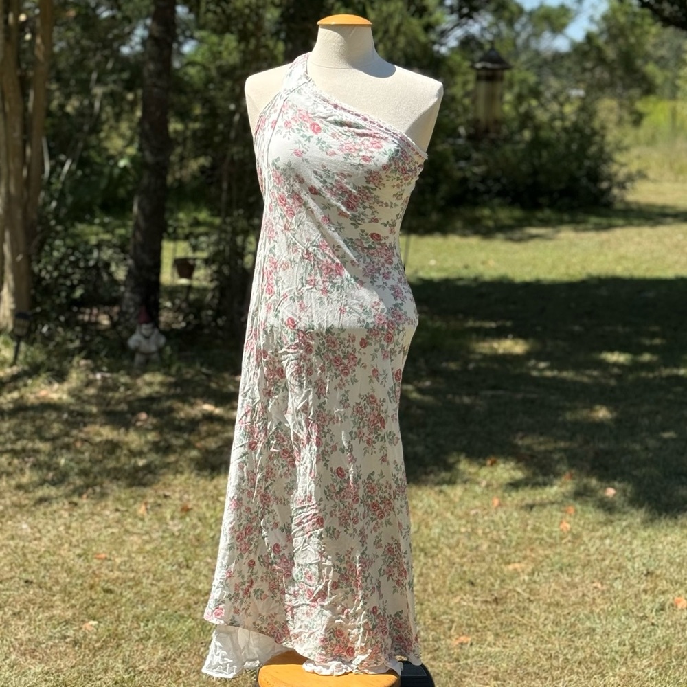 Sky to Moon Boho Floral One-Shoulder Maxi Dress Size Large